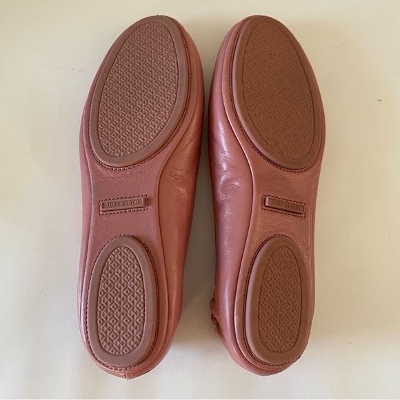 Tory Burch Minnie Travel with Leather Logo Ballet Flat Size 8 Rosa Pink - Picture 10 of 11